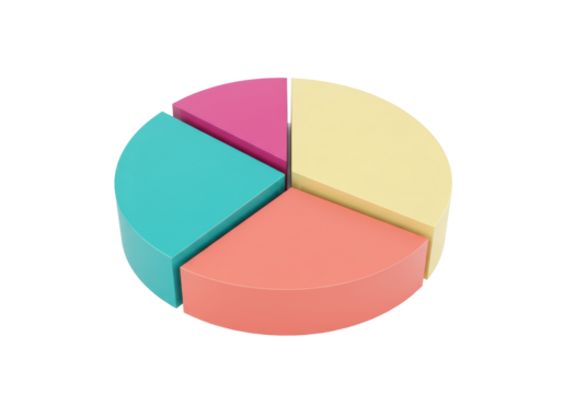 Isolated pie chart diagram, a colorful slice of finance, business, and economics statistics
