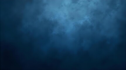 Dramatic abstract dark blue background with mysterious cloudy texture and ethereal light gradient. Deep navy blue wallpaper for atmospheric and moody digital art designs.