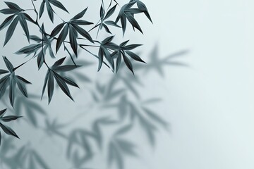 Fototapeta premium Elegant bamboo leaves cast soft shadows on a light background