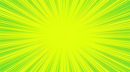 Bright Yellow-Green Sunburst Abstract Background. Dynamic Lime Green Radial Speed Lines Create an Energetic Comic Style Graphic Design Wallpaper.
