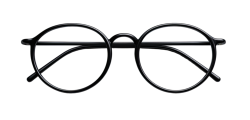 Black round eyeglasses on a dark background