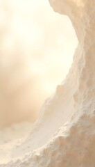 Ethereal Ice Cave: The serene light filters into an abstract icy cavern, casting shadows and highlighting the details of the cold form. Capturing the raw beauty of the frozen terrain.