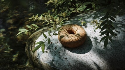 Donut among lush greenery