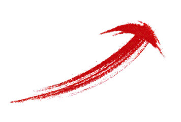 Bold, hand-drawn, red arrow pointing upward against a black background