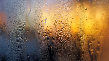 Dewdrops on glass exterior