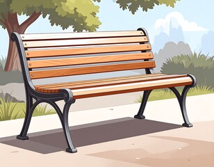 Park bench in a sunny park scene