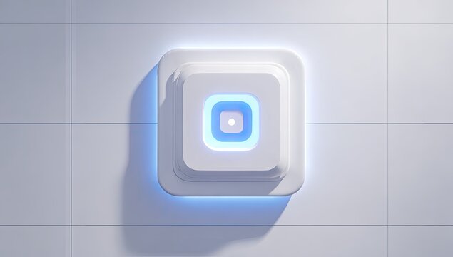 Modern white square button