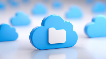 A blue cloud with a white file icon on it