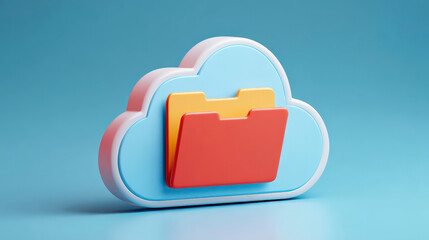 A cloud with two red and yellow folders inside
