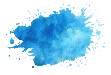 Abstract watercolor splatter, vibrant blue