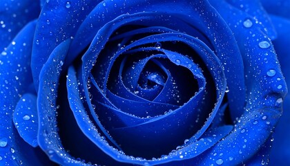 Close-up of Blue Rose with Dew Drops