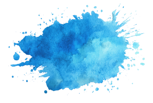 Abstract watercolor splatter, vibrant blue
