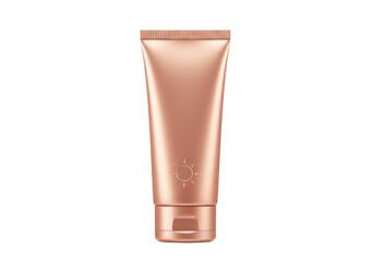 Isolated bronze sunscreen tube, skincare product for sun protection, cosmetics for travel
