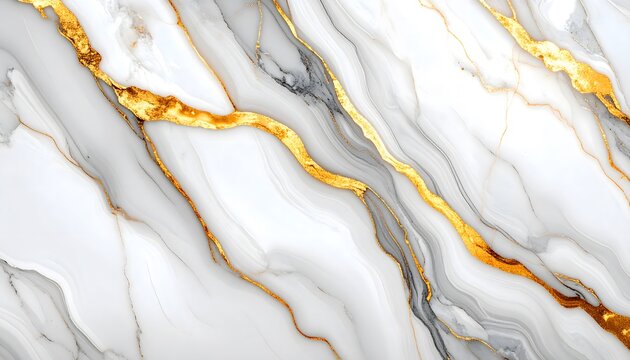 Mármol blanco con vetas doradas y grises en textura abstracta