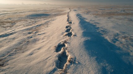 Footprints in snow pathway