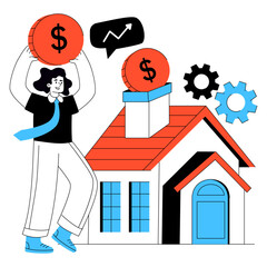 Modern design illustration of home savings management
