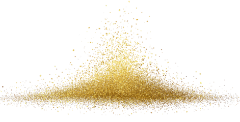 Gold particles erupting, forming a pyramid shape