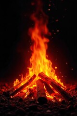 Intense heat radiating from glowing embers on a stark black background, creating a dramatic and powerful image of thermal energy , fire, power, heat abstract