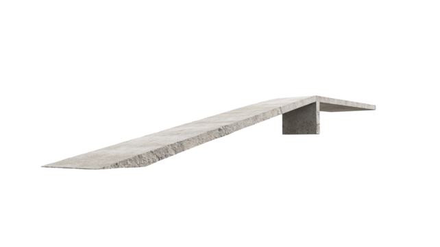 Concrete curb ramp angled, light gray