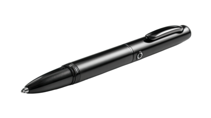 Sleek black pen, subtly concealing a hidden mechanism.  A modern writing instrument with a  smooth,  dark finish