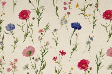 Floral pattern, vintage botanical illustration