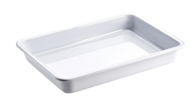 White rectangular food pan
