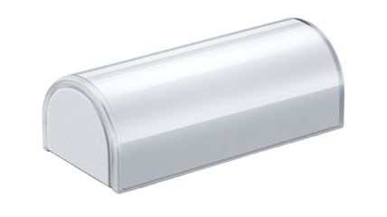 Clear, arched, rectangular display case