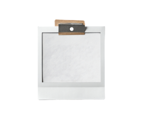 Blank instant photo frame, secured with a clip