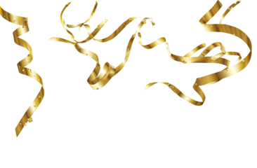 Gold-toned, stylized ribbons or streamers, intricate designs