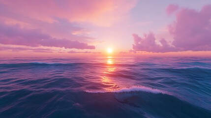 Romantic seascape sunset view with dramatic evening sky and glowing reflections picture