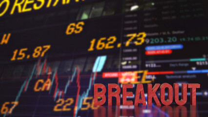Obraz premium The Breakout Text on Business Background 3d rendering.