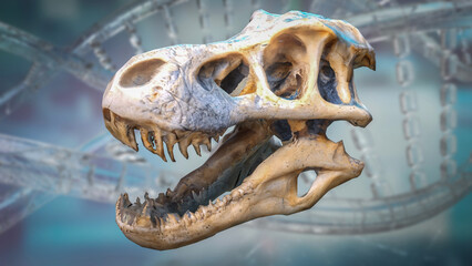 The T rex Skull for Education or sci concept 3d Rendering. © niphon