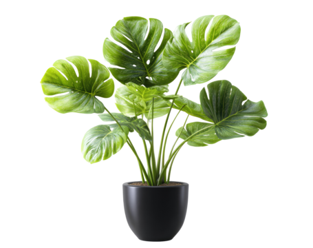 A vibrant, lush houseplant in a dark pot