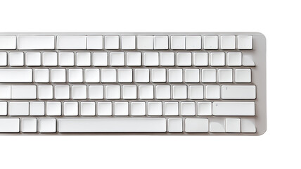 Overhead view of a light gray computer keyboard.  Keys are rectangular and evenly spaced