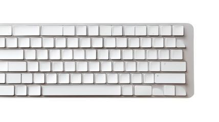 Overhead view of a light gray computer keyboard.  Keys are rectangular and evenly spaced