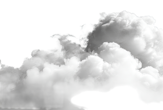 A dramatic monochrome cloud formation fills the frame, exhibiting fluffy, textured shapes and various densities