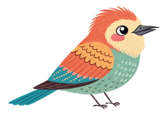 Colorful Cartoon Bird Illustration with Vibrant Feathers and Playful Expressions on Transparent Background
