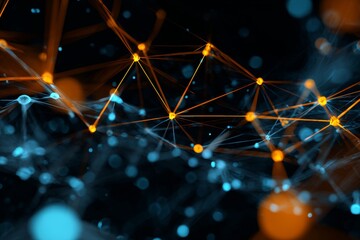 Visualizing complex data through the lens of advanced science. Virtual connectivity. Innovative data science: capturing complexity in blue virtual spaces. Connected systems. Digital web.