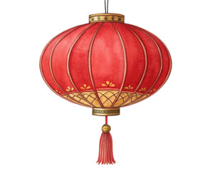 Traditional Red Lantern with Ornate Design and Hanging Tassel for Festival Decorations