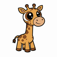 Adorable cartoon giraffe with big eyes and friendly smile, perfect for kids
