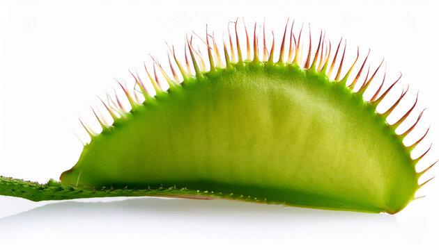 spikey leaf of a venus flytrap plant isolated on white background