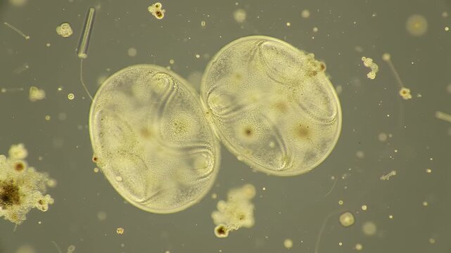 Close Up View of Two Ascaris Lumbricoides Parasitic Worms Under Microscope on Light Background Detailed Biological Study of Helminth Intestinal Infections Educational Illustration 190 Char
