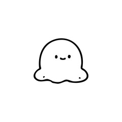 Cute, cartoonish, slime monster, simple line drawing
