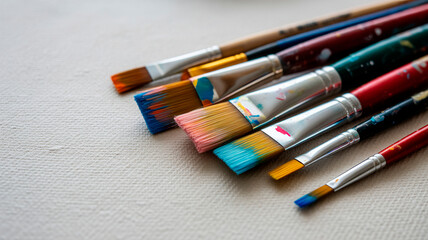 Fototapeta premium Closeup of colorful paintbrush bristles art creativity concept