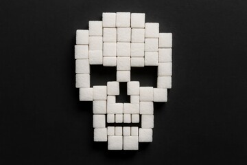 Sugar Cubes Arranged in Skull Shape Symbolizing Health Risk