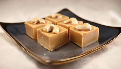 Cashew Fudge Diamond Sweet Traditional Delicacy Rich Nutty Flavor Elegant Confection Festive Treat Smooth Texture