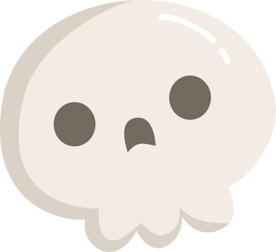 Cartoon Skull with Simple Design for Halloween flat hamd drawn vector