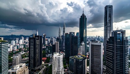 Cityscape under a dramatic sky