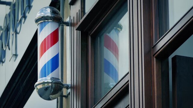 Barbershop Colorful Sign Outside Building