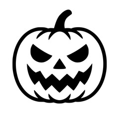 Fototapeta premium Spooky Black and White Jack-o'-lantern Icon Isolated 